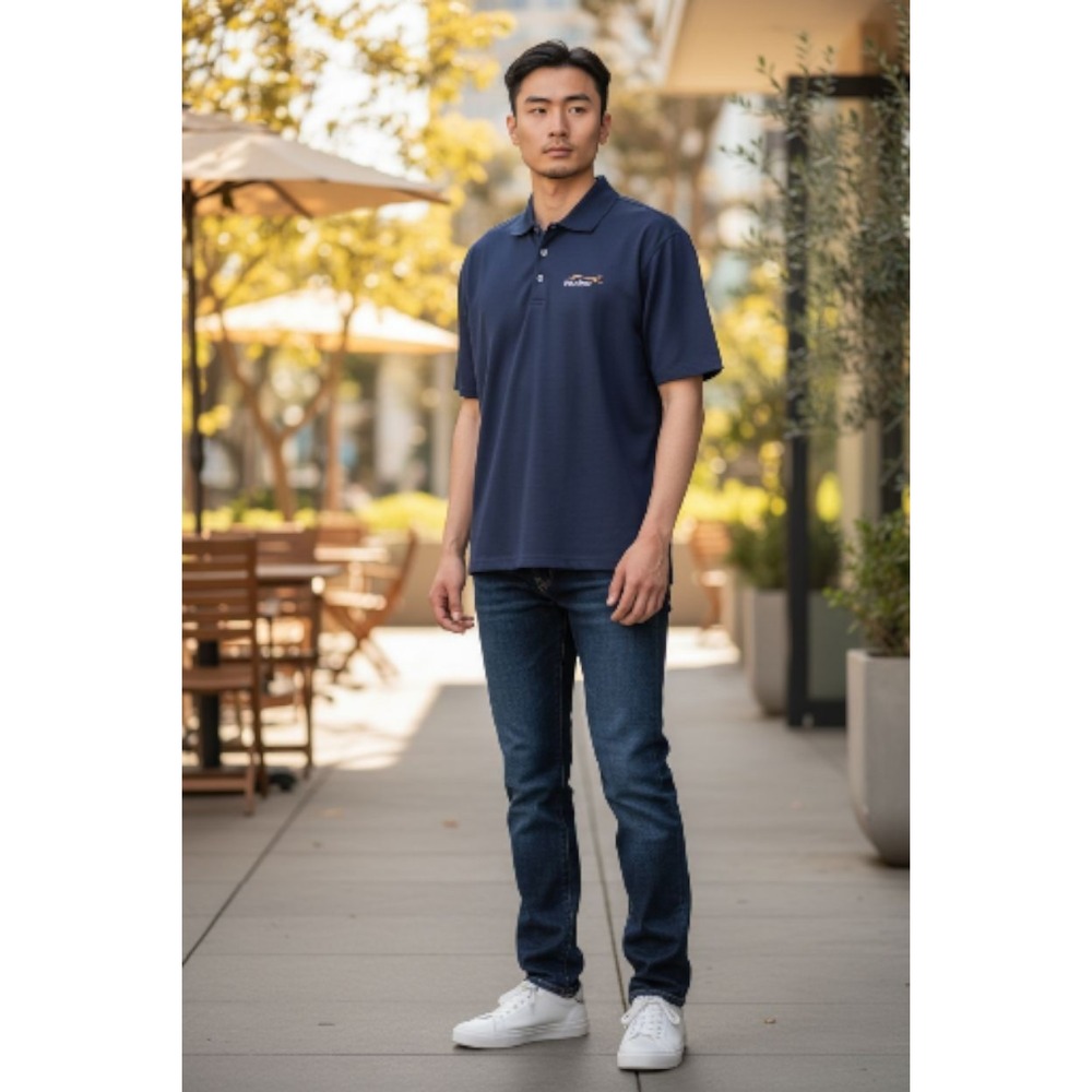 Pebble Beach Performance Polo Shirt Mens Large Navy Blue Solairus Aviation NWT